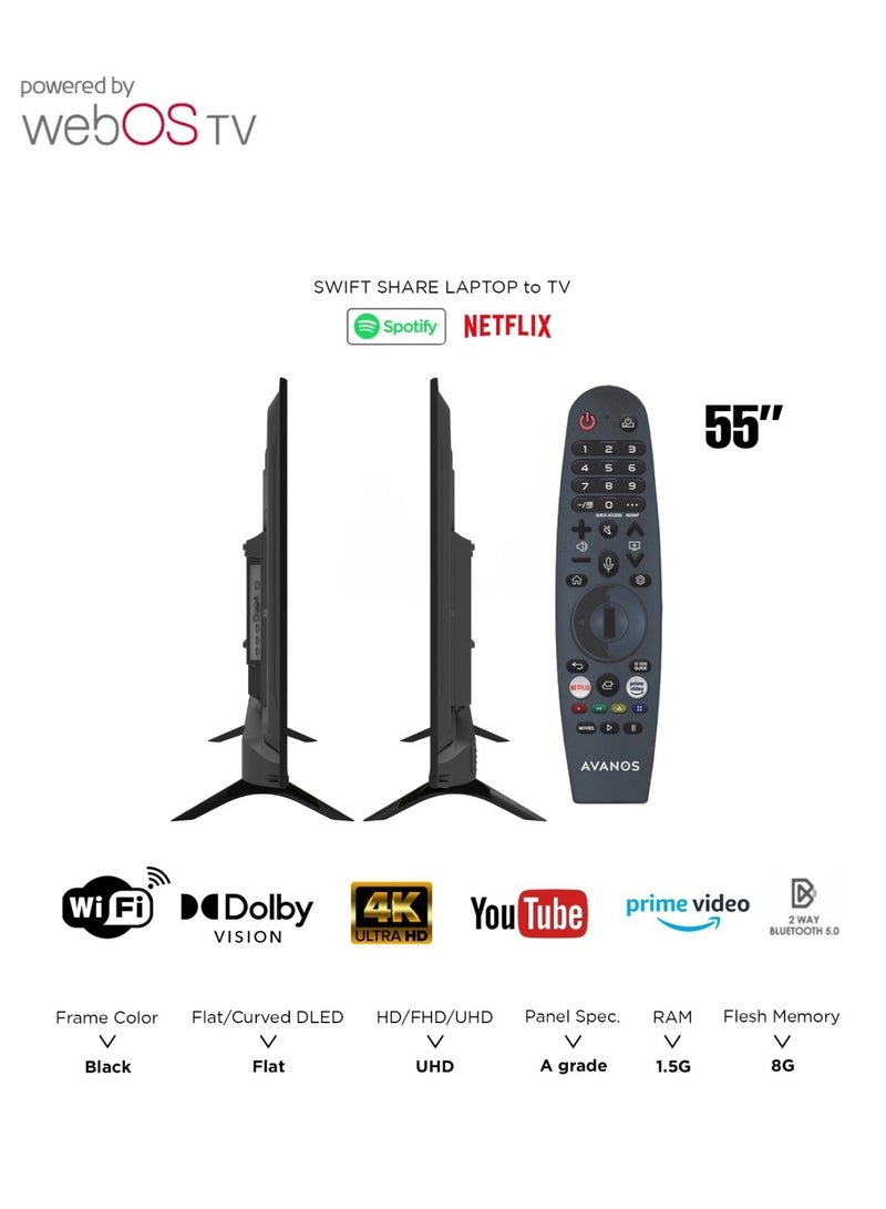 AVANOS 55-Inch Smart LED WebOS TV, 4K UHDR, Air Play, Dolby Audio, Magic Remote - Image 3